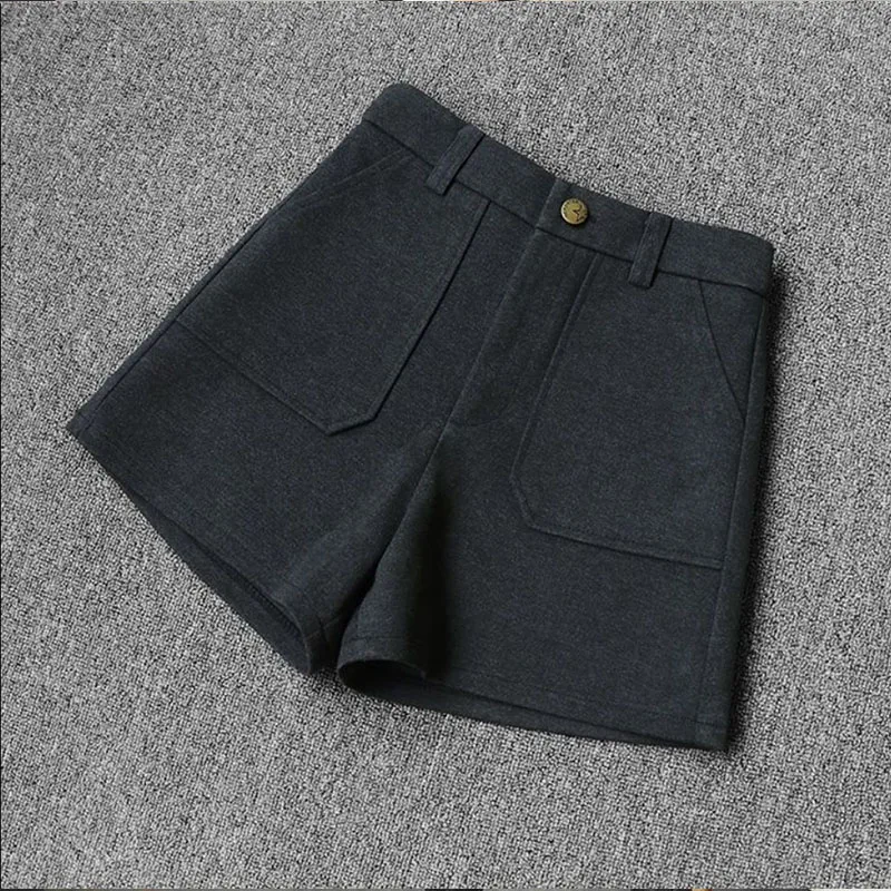 Spring Autumn Fashion All-match High Fashion Shorts for Women 2023 New Chic Pockets Solid Color Women Pants Wide Leg Streetwear