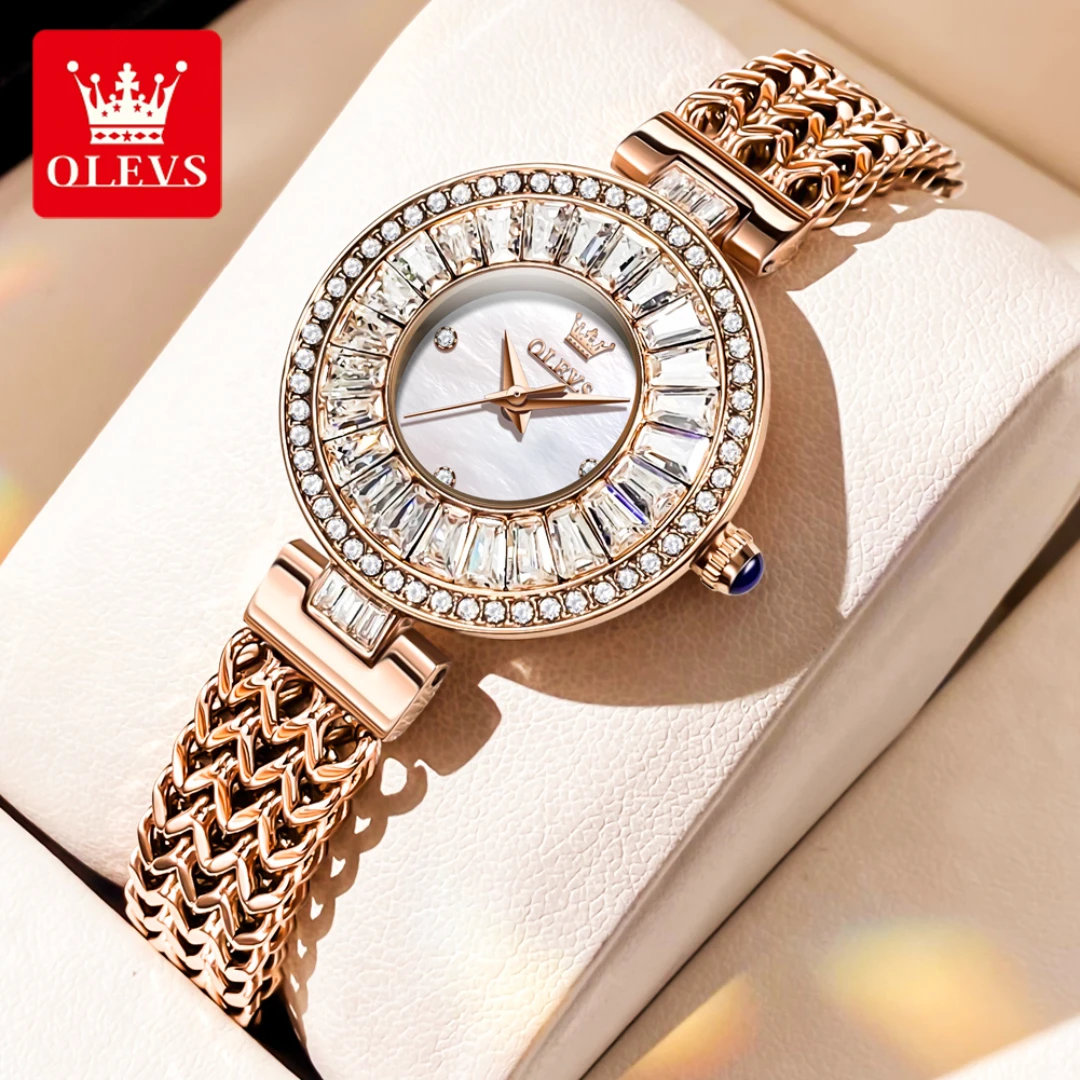 

OLEVS 9959 Quartz Fashion Watch Gift Round-dial Stainless Steel Watchband