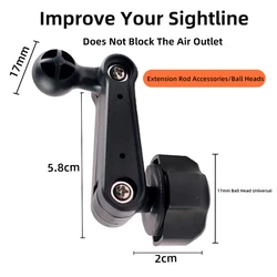 Universal Car Phone Holder with Extension Arm and Air Vent Mount - 17mm Ball Head Adapter (Extension Rod)
