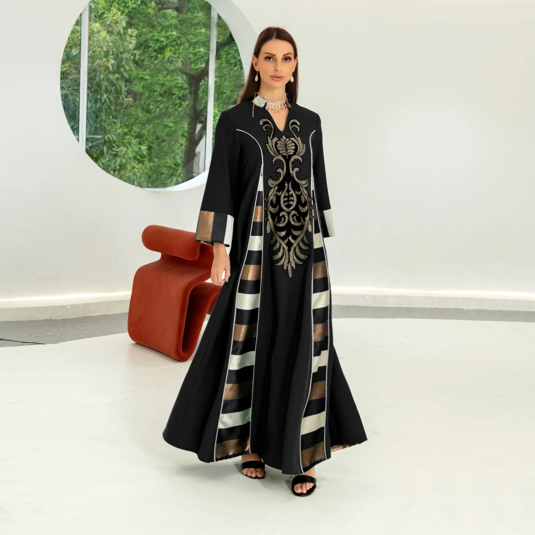 Loose Abaya Dubai Jalabiya Elegant Casual Embroidery Patchwork Kaftan Long Dress Ramadan Eid Gulf Abayas for Women Turkey Caftan