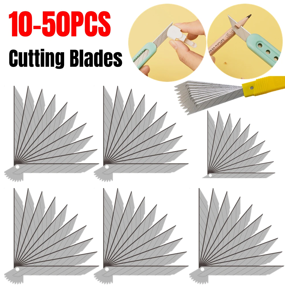 

10-50pcs 30 Degrees Art Blade Cutter Replacement Carving Knives Hand Tools Workshop For Cutting Paper Sharpen Pen Trimming