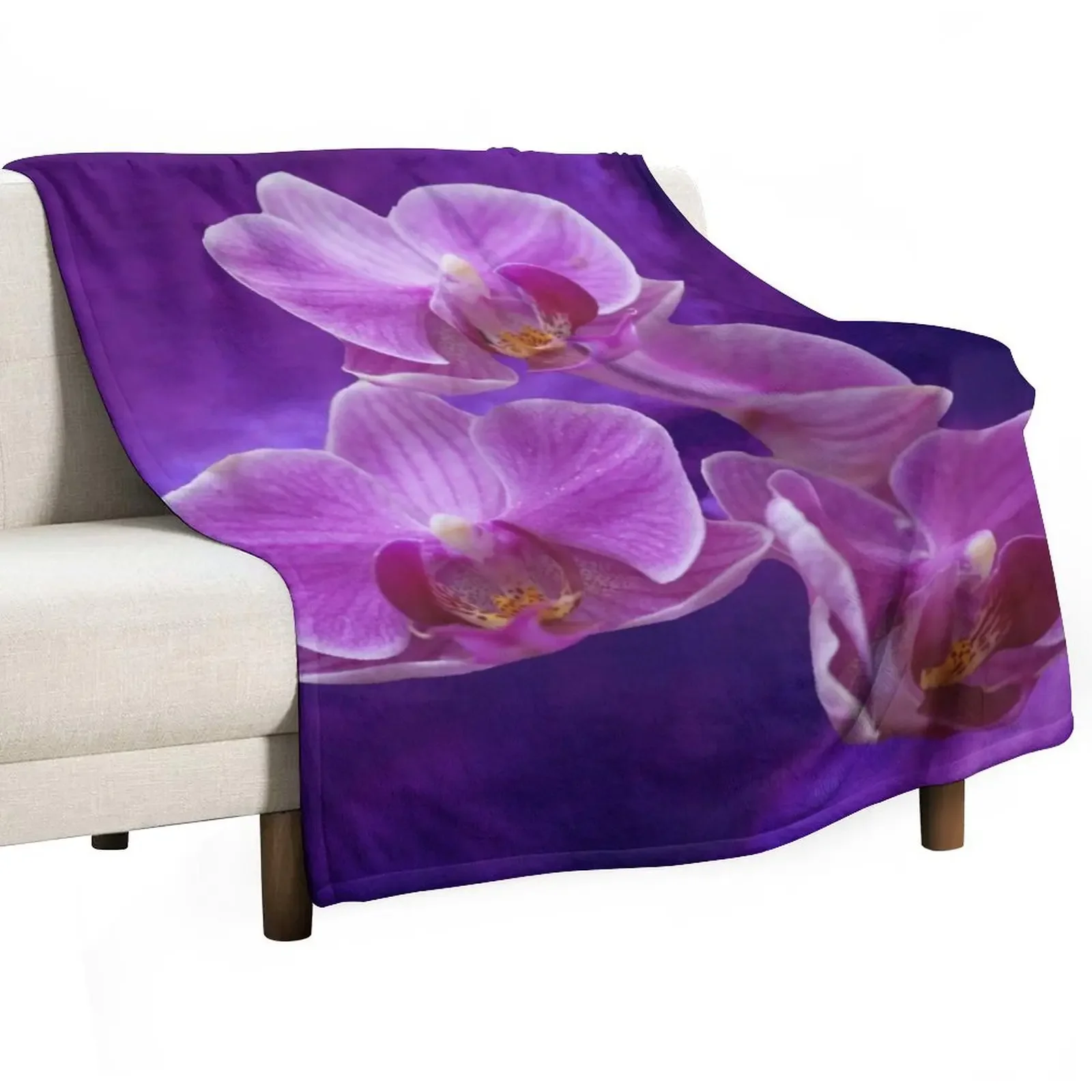 

Purple Orchids Throw Blanket decorative Weighted Picnic Blankets