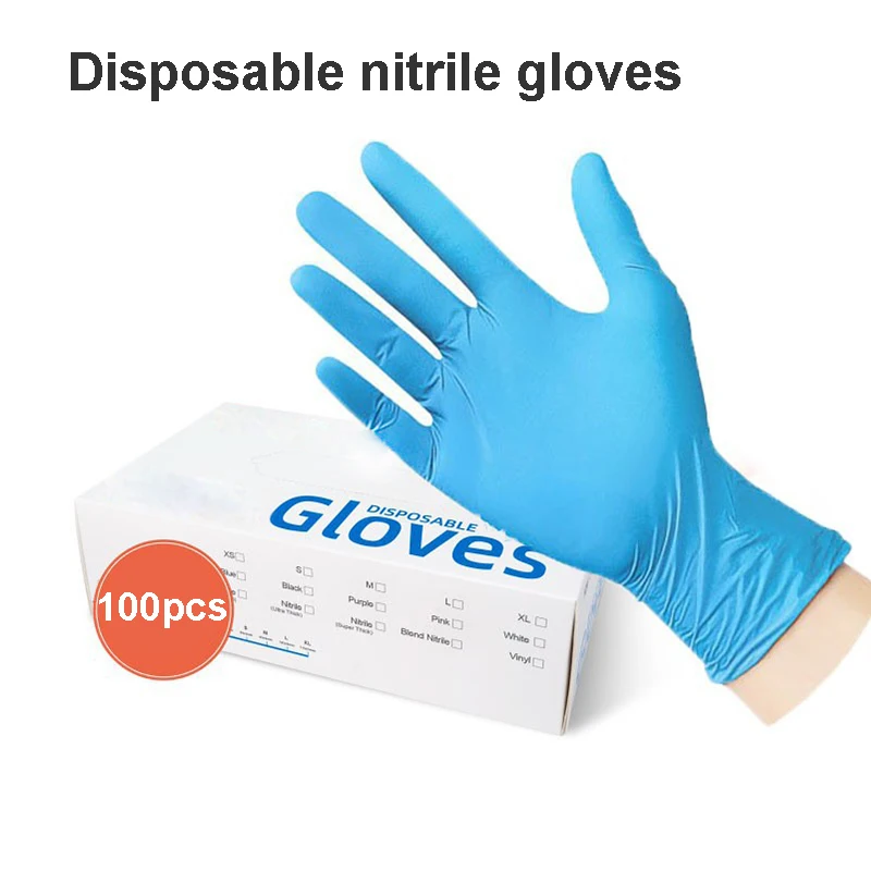 Nitrile Exam Gloves Latex-Free Powder-Free Non-Sterile Food Safe Cleaning Disposable Glove 100Pcs(1box) disposable gloves nitrile gloves