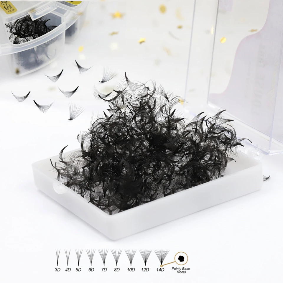 RUJADE Pointy Base Premade Lash Extensions Fans Sharp Stem Pre Made Fans Russian Volume Eyelash Loose Fan Fuax Mink Mix Trays