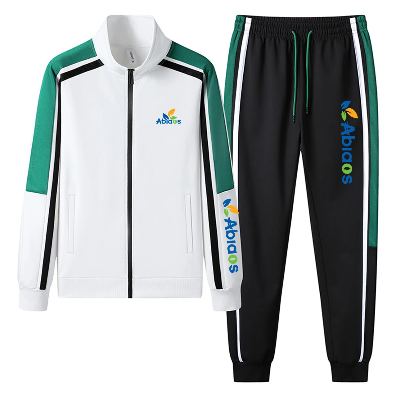 2023 Fashion New Brand Printed Men\'s Patchwork Zipper Sportswear+Pants Set Spring and Autumn Leisure Jogging Fitness 2-Piece Set