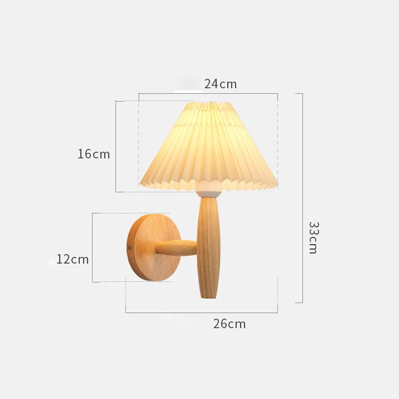 북유럽 Pleated 벽 램프 빈티지 단단한 나무 Led 벽 조명 홈 아트 장식 침실 머리맡 벽 Sconce 욕실 거울 빛