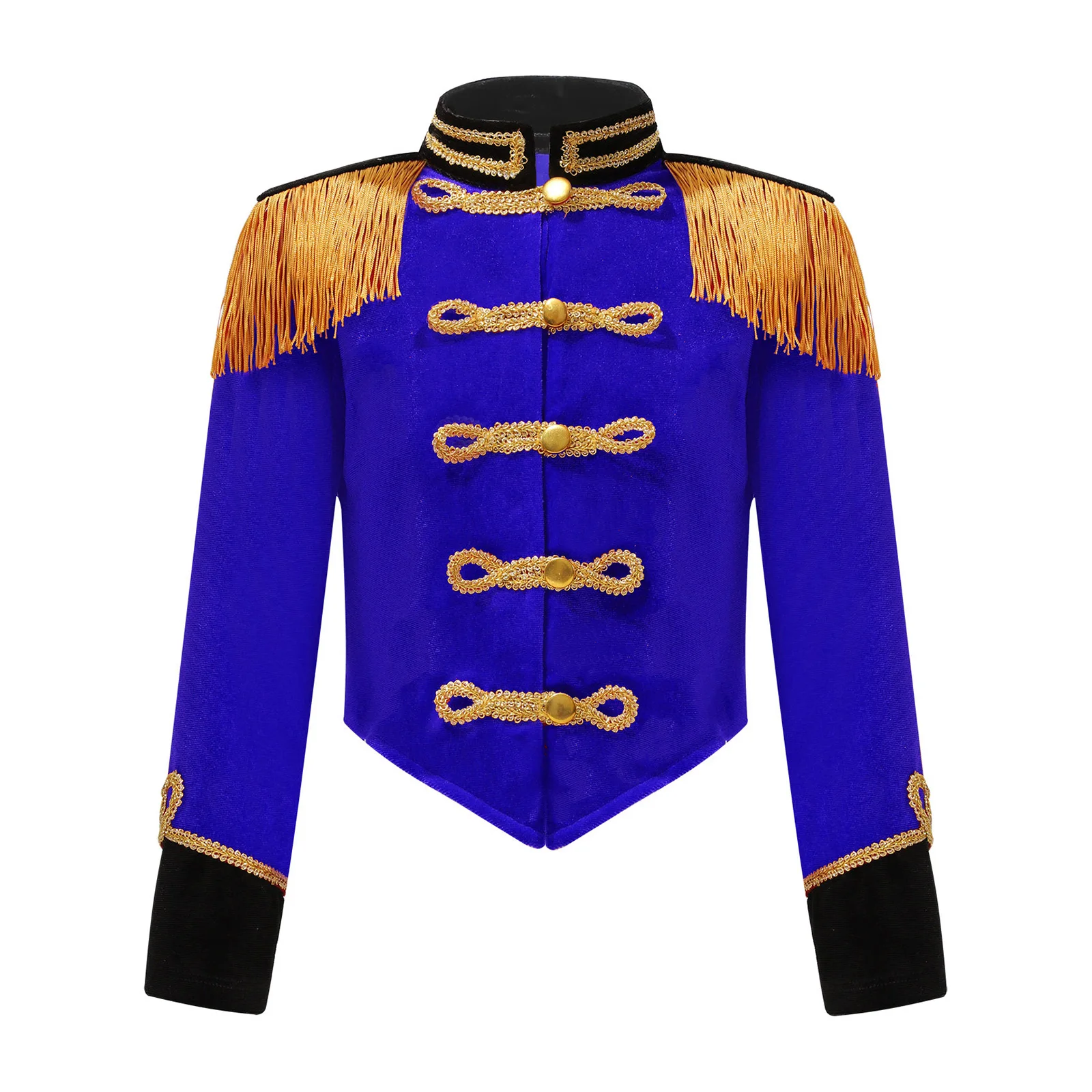 

Kids Girls Circus Ringmaster Costume Long Sleeve Fringe Tassel Epaulet Jacket Ringleader Drummer Cosplay Performance Costume