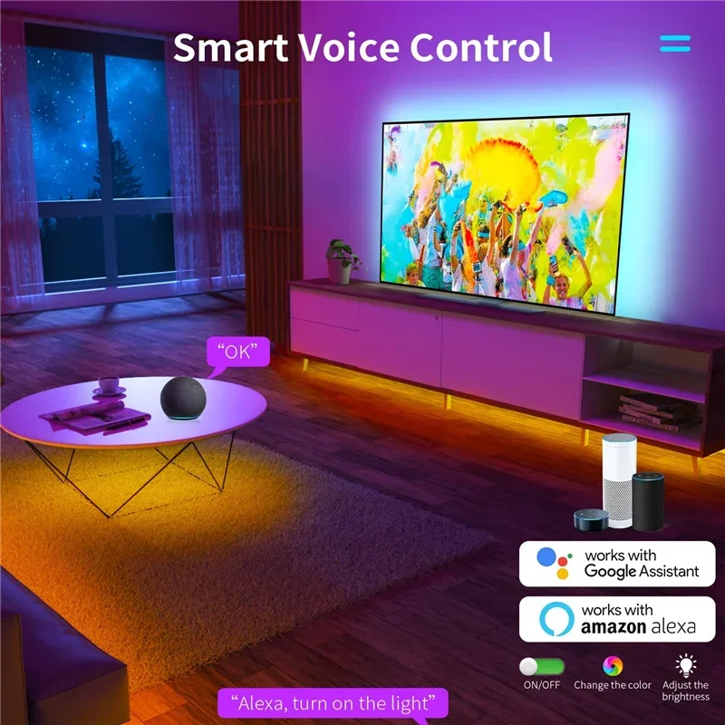 Tuya Smartlife 와이파이 LED 네온 조명 스트립 테이프, 24V LED 스트립, 접착식 RGB 유연한 스트립, 알렉사 구글 홈과 함께 작동