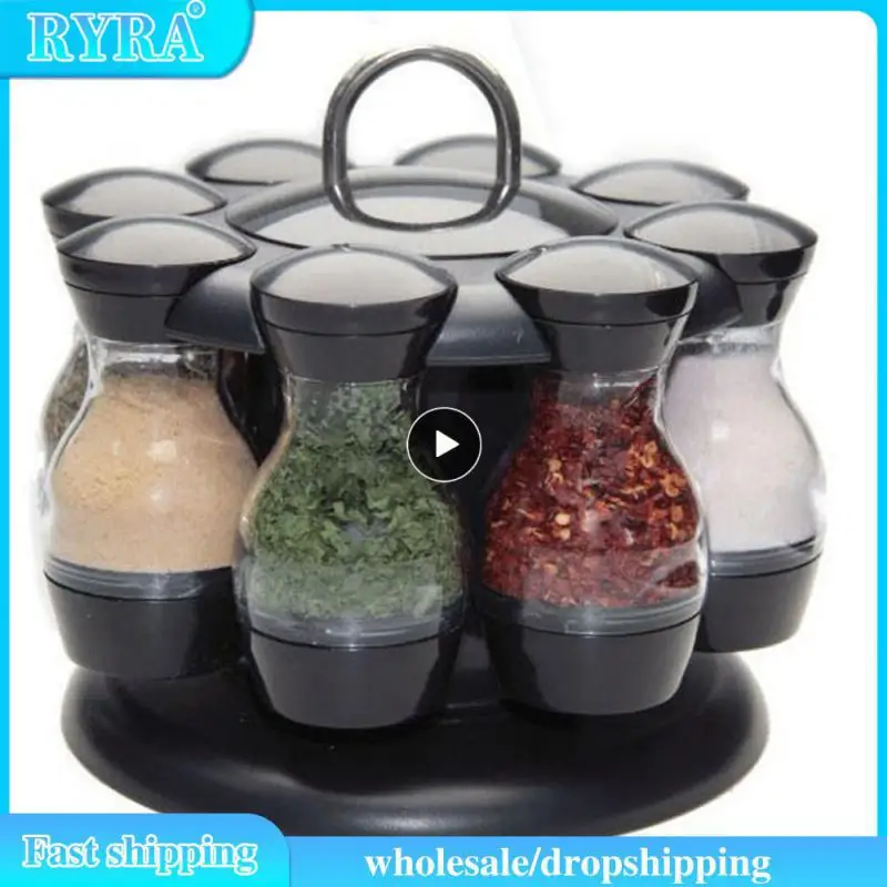 

Rotating Spice Rack Kitchen Herbs Seasoning Condiment Jars with Bottles Spice Herbs Organizer Case Bottles Kitchen Tools