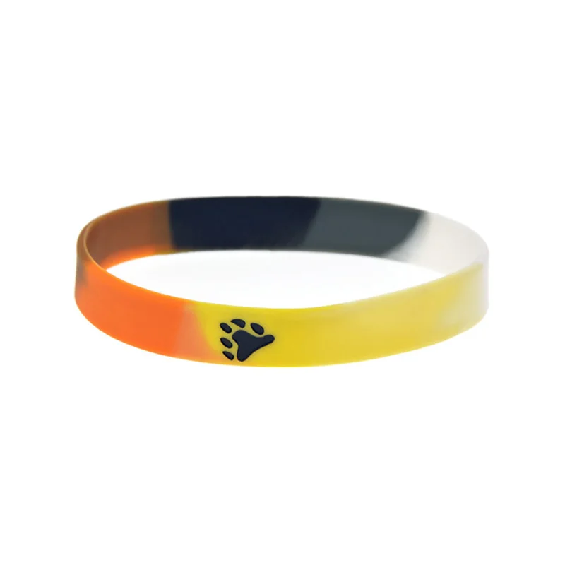 

50 PCS Bear Paw Gay Pride Silicone Rubber Wristband Segmented Color Bracelet