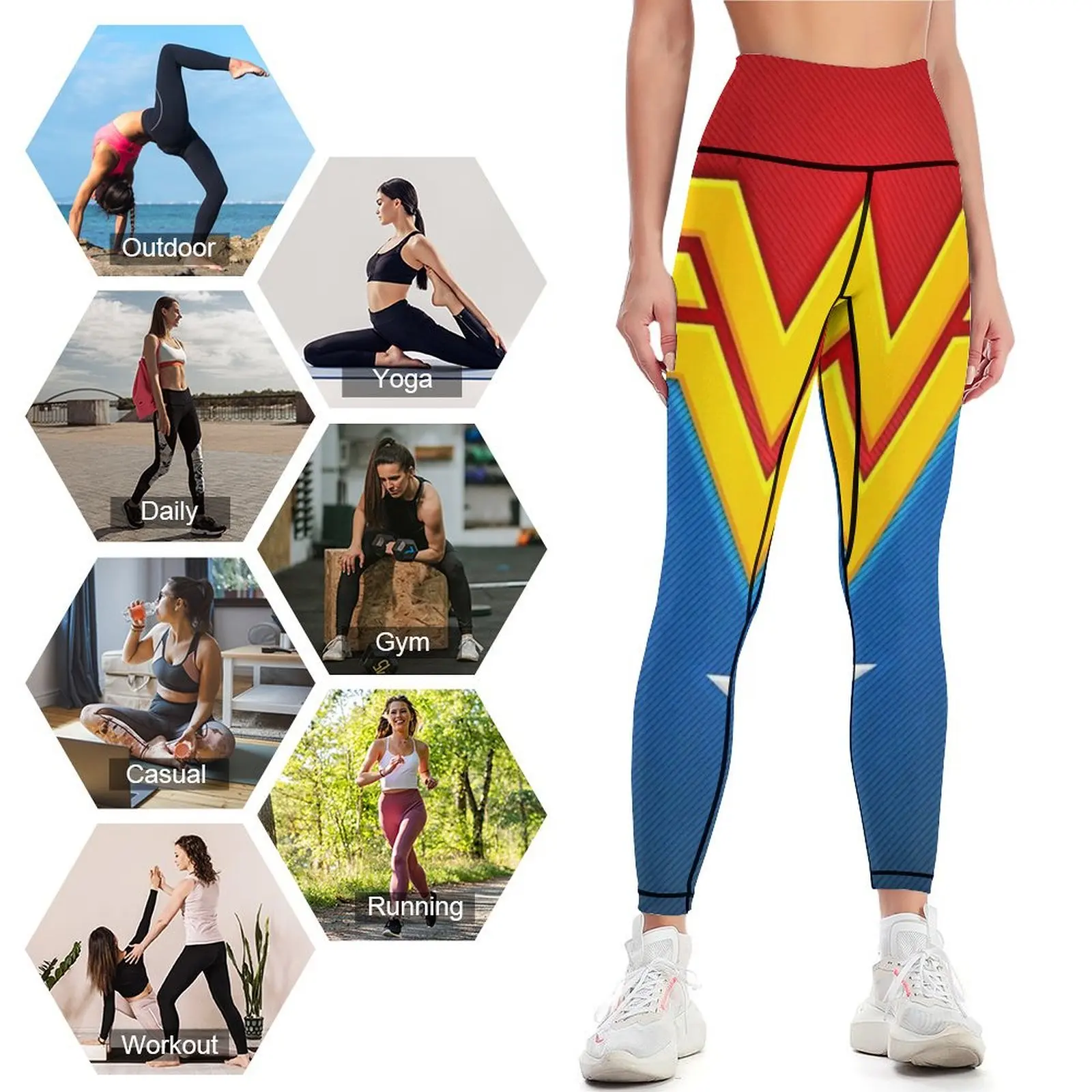 Wonderful Girl Red Gold blue Leggings Tight fitting woman sport pants sports tennis for sporty woman gym Womens Leggings