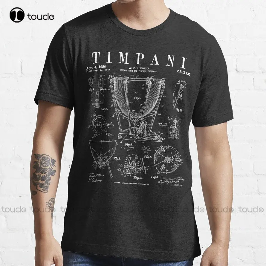 

Timpani Kettle Drum Vintage Patent Timpanist Drawing Print Trending T-Shirt Funny Art Streetwear Cartoon Tee Custom Gift Xs-5Xl