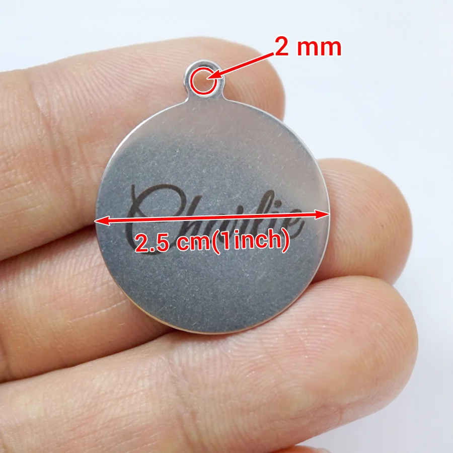 Custom Stainless Steel Pet ID Tag Engraved Name Phone Number Round Dog Cat Collar Tag Personalized Puppy Pet Name Tag 25mm