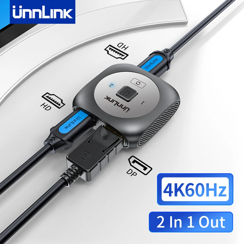 Unnlink Hdmi Dp A Hdmi Switch 4 K60Hz Convertitore Adattatore Per Scheda Grafica Laptop Ps5/4/3 Xbox Tv Xbox A Hd Tv Monitor Proiettore
