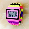 Fashion Students Mens Women Colourful SHHORS Building Blocks Plastic Waterproof Sport Digital Electronic Multifunctional Watches 6