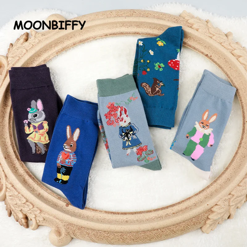 New Women Socks In Autumn Animal Middle Tube Sock In Rabbit Cat Cartoon ...