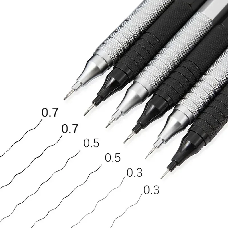 0.3 0.5 0.7mm Art Drawing Automatic Pencils Low Center of Gravity Retractable Nib Metal Mechanical Pencil with Gift Box Set 2