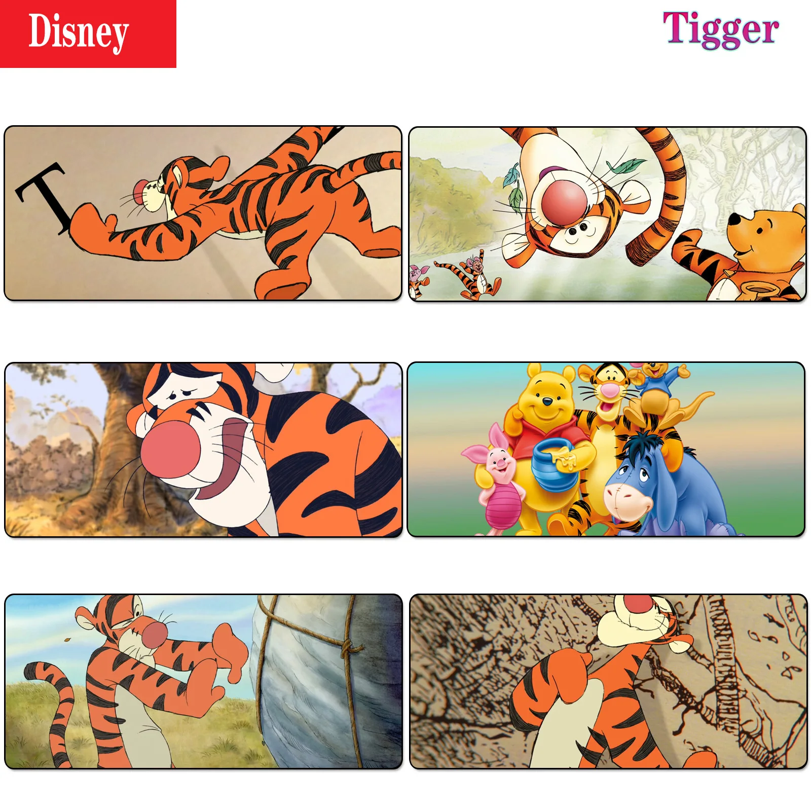 Противоскользящий прочный резиновый большой игровой коврик для мыши Disney Marvel Tigger