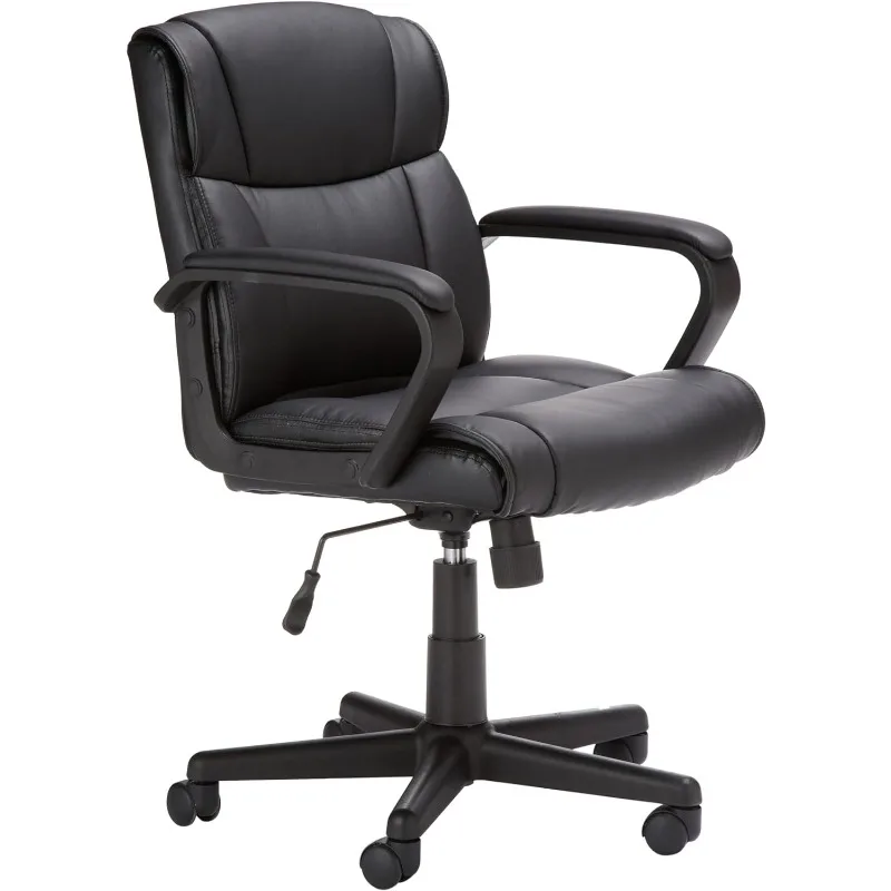

Basics Office Computer Task Desk Chair with Padded Armrests, Mid-Back, Adjustable, 360 Swivel, Rolling, 275 Pound Capacit
