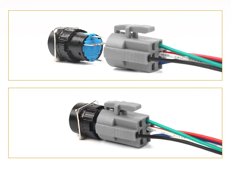 16 mm, 6 Pins, 3 Positionen, Knopf, Drehschalter, rund, quadratisch, Schlüsselwahlschalter, verriegelnd, selbstsperrend, Start-Up-Netzschalter mit Buchse – Detail 4
