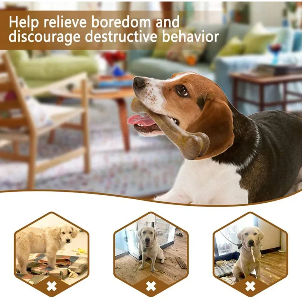 Dog Bone Chews Toys Nearly Indestructible Natural Non-Toxic Anti-bite Puppy Toys For Small Medium Large Dog Pet Chew Game Dental 5