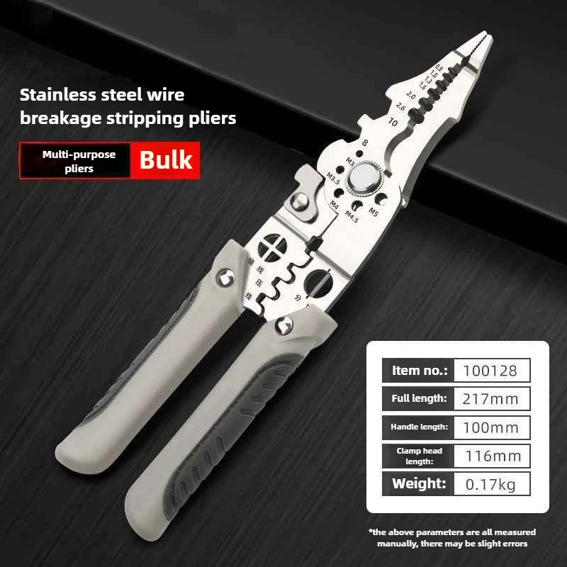 Multi Tool Pliers for Wire Stripping and Crimping, Professional Electrician Tools Kit with Wire Cutter and Cable Stripper for
