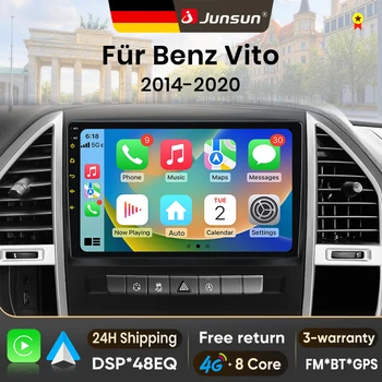 Radio para coche Junsun de 10 pulgadas con Android 15 para Mercedes Benz Vito 3 W447 2014-2020, inalámbrico para Apple CarPlay, pantalla IPS, reproductor multimedia estéreo, sistemas inteligentes para automóvil, 2 Din, autorradio, unidad principal, navegación GPS, BT, 4G, WIFI, 8 núcleos, FM, DSP, RDS, DAB 1