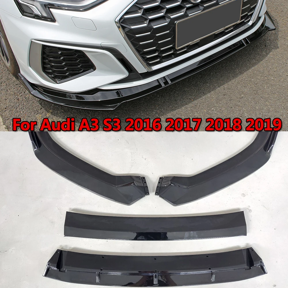 

Car Front Bumper Lip Diffuser Chin Body Kits Spoiler Splitter For Audi A3 S3 2016 2017 2018 2019 Auto Accessories