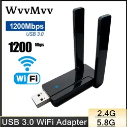 Adaptateur Wifi double bande USB 3.0 1200Mbps, 2.4Ghz 5GHz 802.11AC/A/B/G/N, Dongle d'antenne Wifi, carte réseau pour ordinateur de bureau et portable 