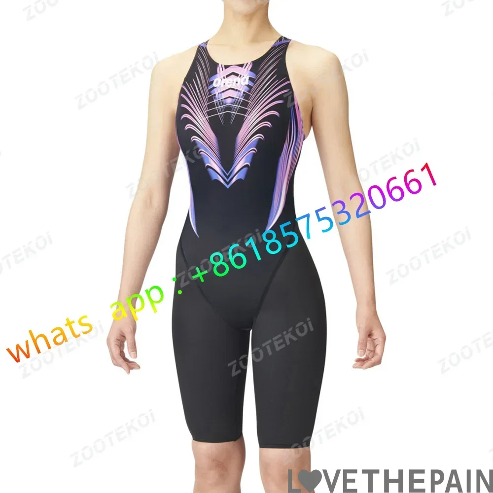 

Women One Piece Pro Training Sport Swimwear Knee-length Sport Swimsuit Triathlon Bodysuit Summer Bikini Beach Wear Bathing Suit