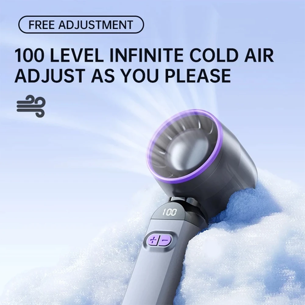 Adjustable Cooling Fan LED Digital Display Portable Electric Fan USB Rechargeable for Camping Hiking Outdoor Activities