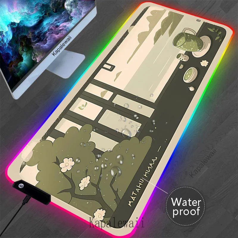 

RGB Kawaii Gaming Accessories Mouse Pad Backlit Large Mousepad Gamer Waterproof Mouse Mat Game Speed Keyboard Computer Desk Mat