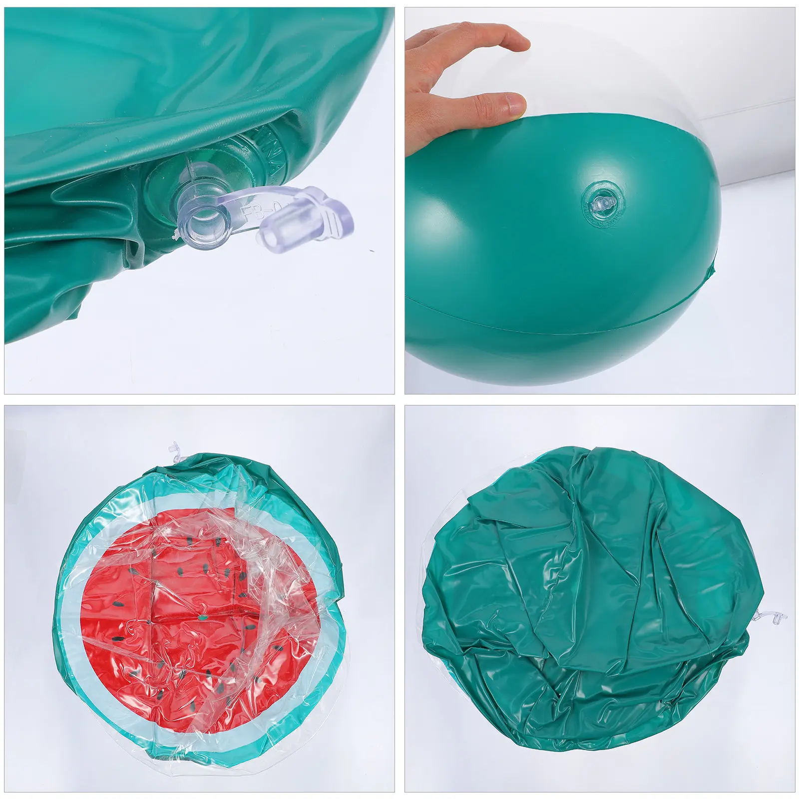 1세트 풍선 비치볼 밝은 수박 패턴 튼튼한 PVC 소재 풀볼 바베큐 해변 놀이에 완벽한 풍선 공