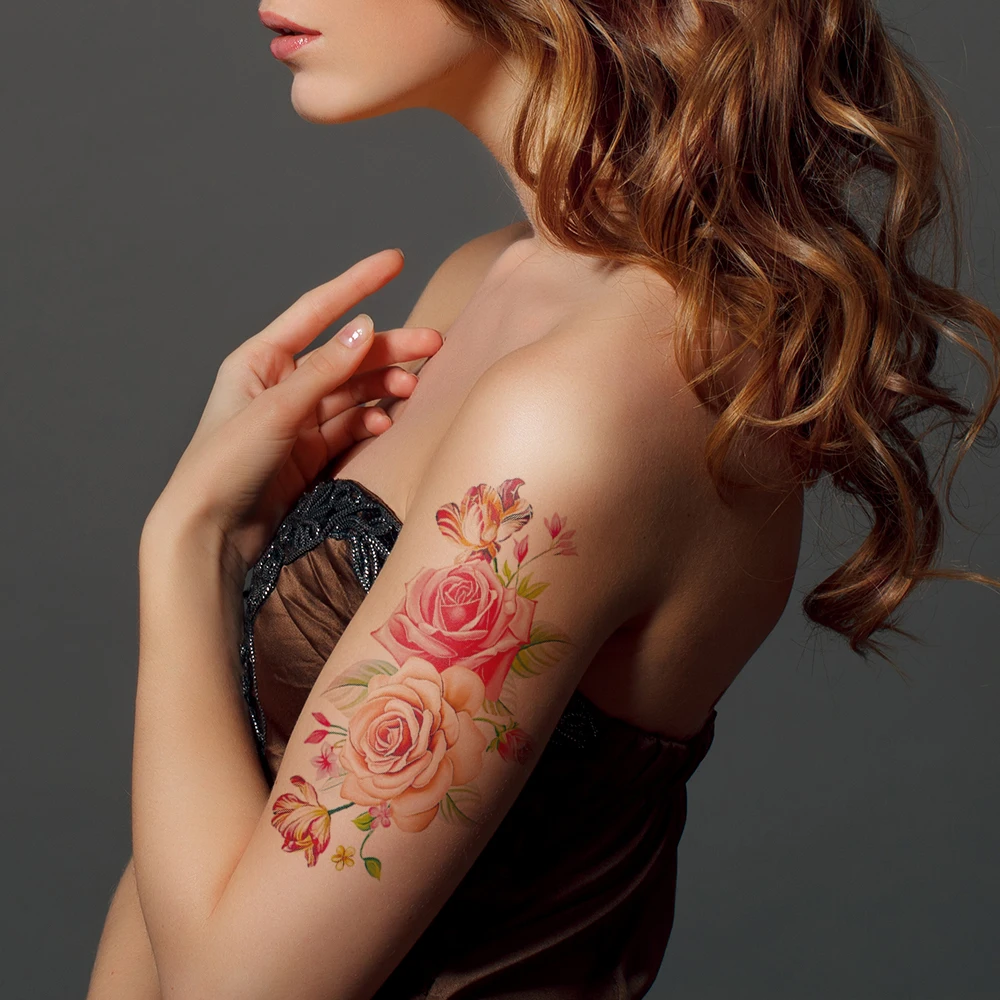 16Pcs/Set Waterproof Temporary Fake Tattoo Stickers Water Transfer Colored Flowers Body Art for Women Girl Beautiful Sexy Makeup tattoo sticker temporary tattoos