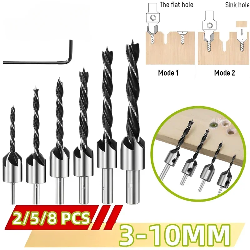 Hole Set Counterbore Hole Cutter Reamer Chamfer Bit Screw Woodworking Drill HSS Drill Drill Countersink 3mm-10mm Pliot