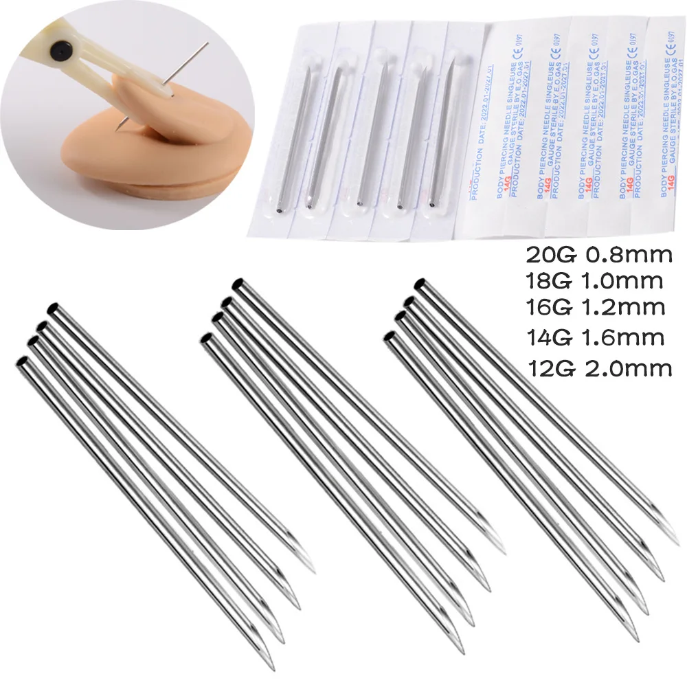 10Pcs Tool Disinfection Bag Containing Disposable NeedlePiercing Jewelry Accessories Sterile Puncture Needle Nose Stud Lip Nail