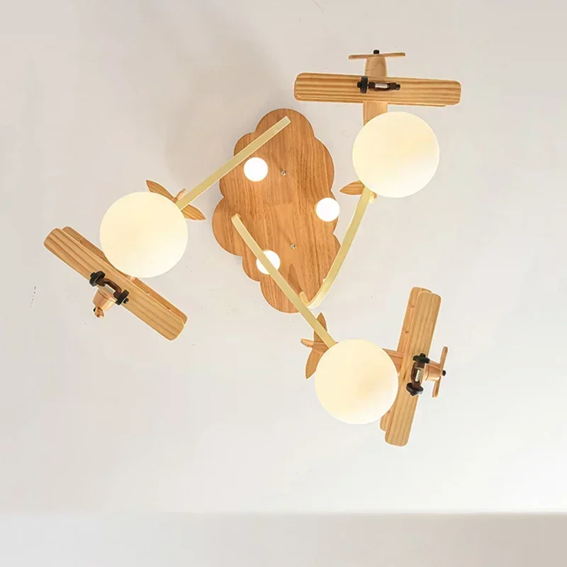 Airplane Chandelier Led Light Wooden Plane Lamp for Nursery Room Children's Bedroom Indoor Home Decor Ceiling Lights Kids Light led chandelier ceiling chandelier led pendant light