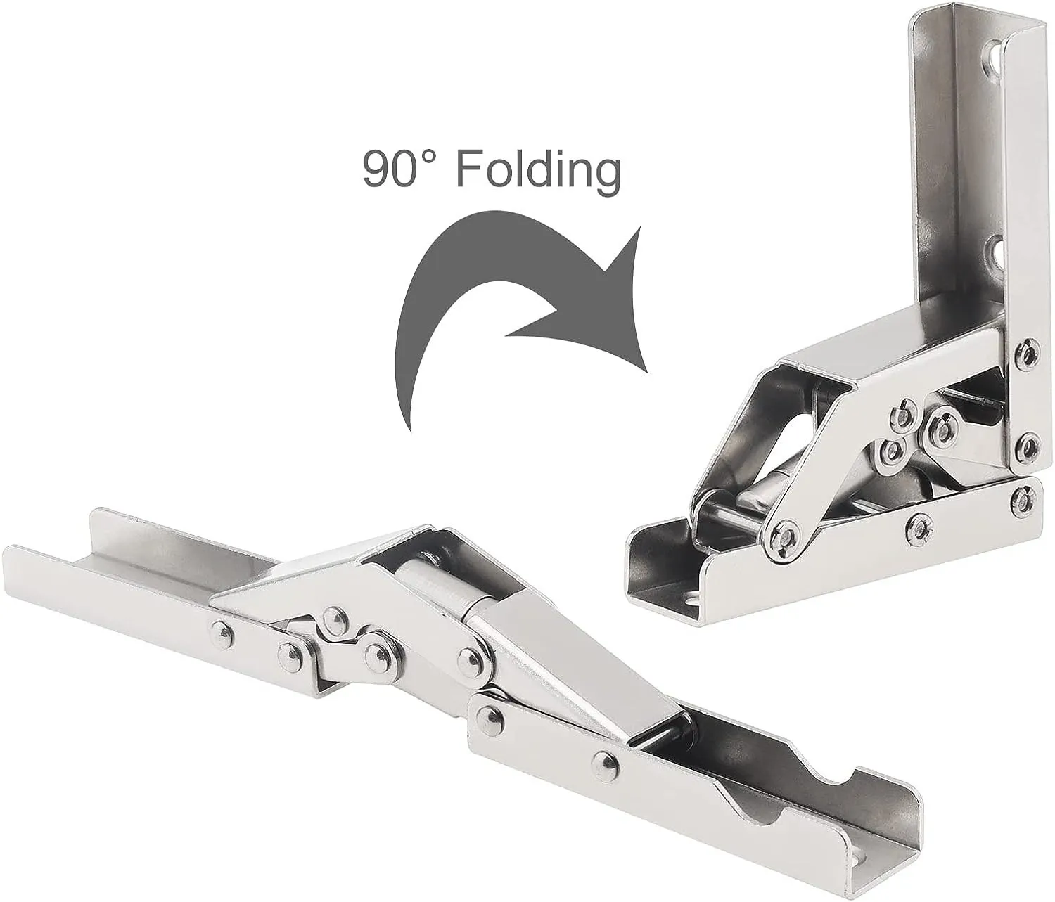 4/2 Pieces Set 90 Degree Self-Locking Folding Hinges Hole-free Hinge Brackets 180 Degree Flat Spring Folding Hinge Hardware