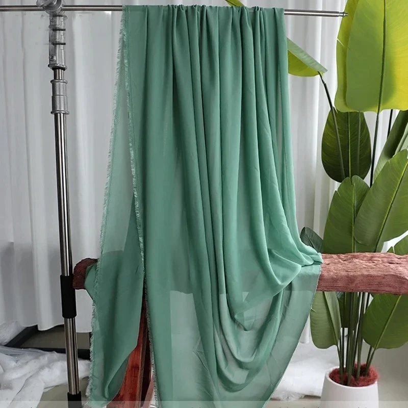 Elegant Avocado Green Semi-Transparent Chiffon Veil & Decorative Curtain Fabric