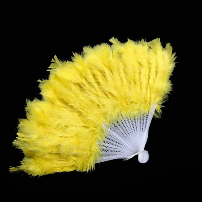 White Hand Fan Ladies Folding Feather Fans Home Decor Handmade Dance Wedding Party Accessories Crafts Gifts folding fan hand fan silk fans