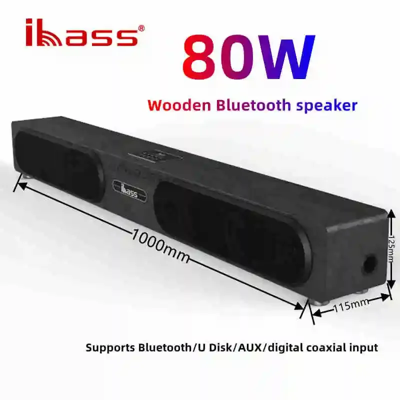 

Ibass 1800S 80 Вт высокомощный ТВ Echo настенный деревянный беспроводной Bluetooth динамик проектор многофункциональный домашний кинотеатр Audi