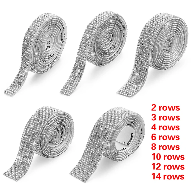 Self Adhesive Rhinestone Ribbon - 3 Yard Black Bling Strips For Crafts & Decor