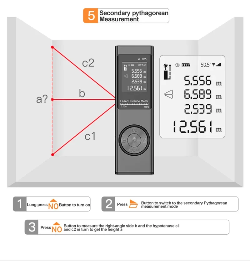 40M Laser Rangefinder Digital Rangefinder Angle Measurement Mini Pocket Measuring Instrument