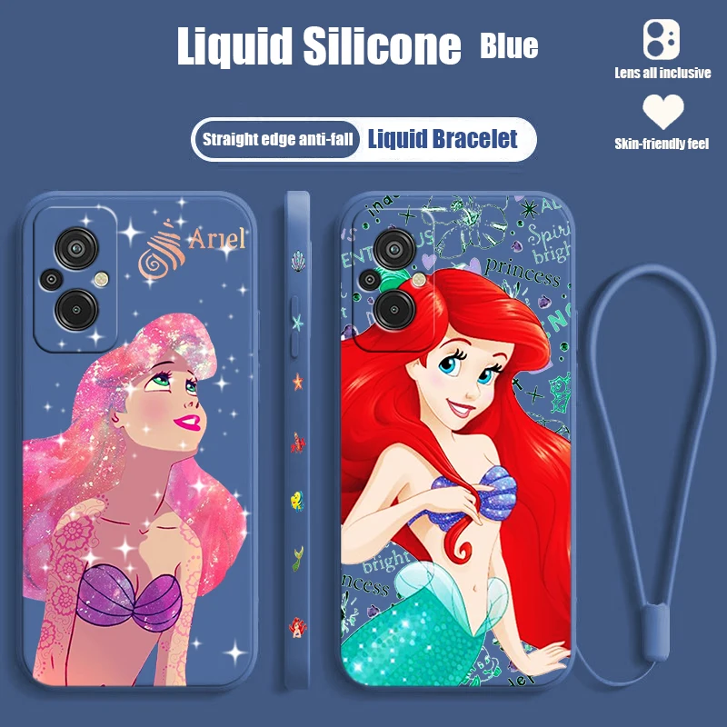 Sirena Disney Per Xiaomi Redmi 12C 11A 10C 10X 9T 9C 9A 9A 8A 7A A2 A1 Plus Custodia Per Telefono Con Corda Sinistra Liquida Prime