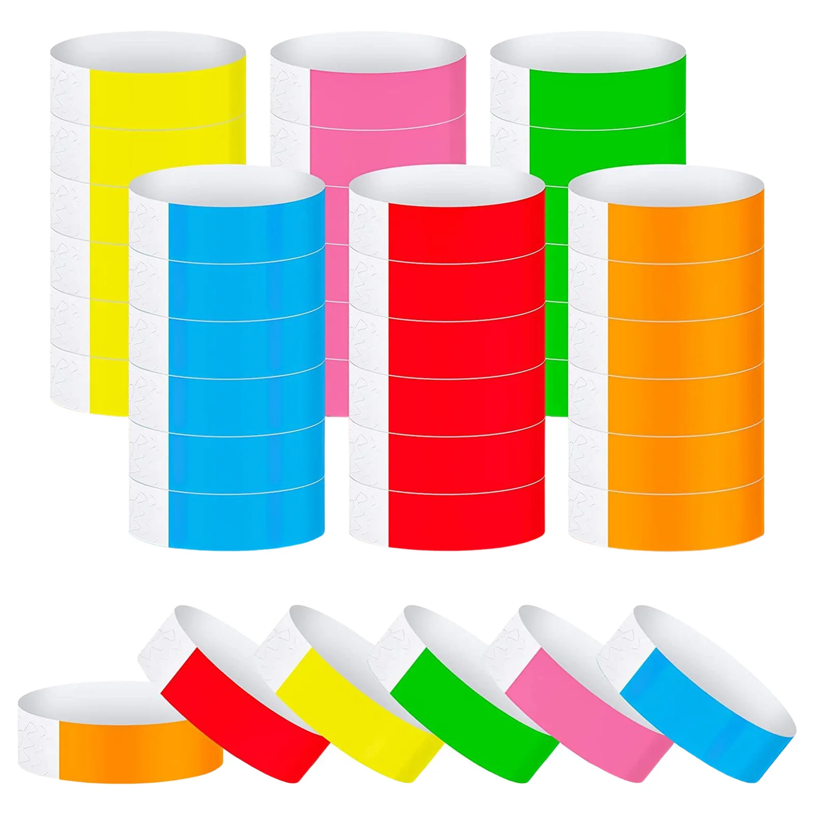 600Pcs/set Colored Paper Wristbands For Events Party Concert Bar Entrance Admission Waterproof Neon Party Wrist Band Supplies