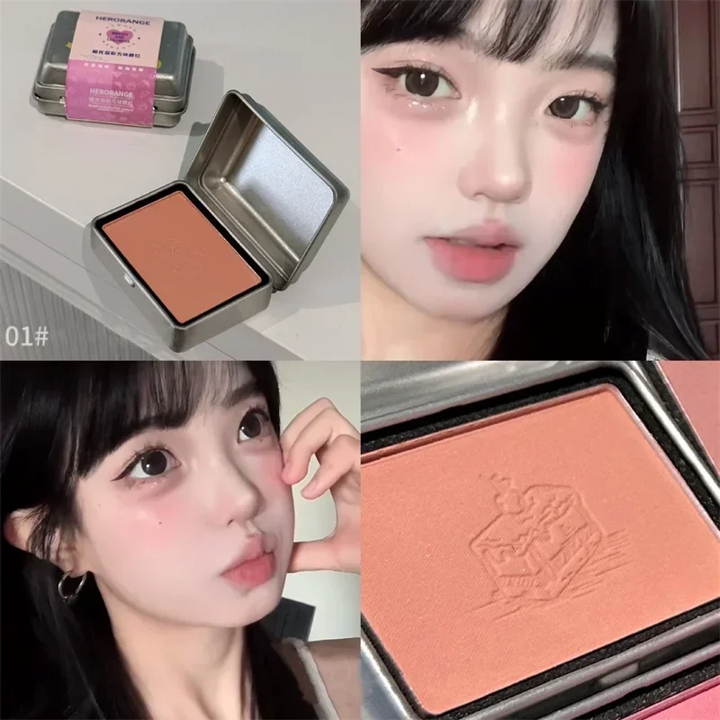 Iron Box Blusher Mineral Powder Long-lasting Natural Cheek Contour Tint Pink Facial Blusher Cosmetics Single Color Blush Palette powder blusher blush powder blush plate facial blusher monochrome blush