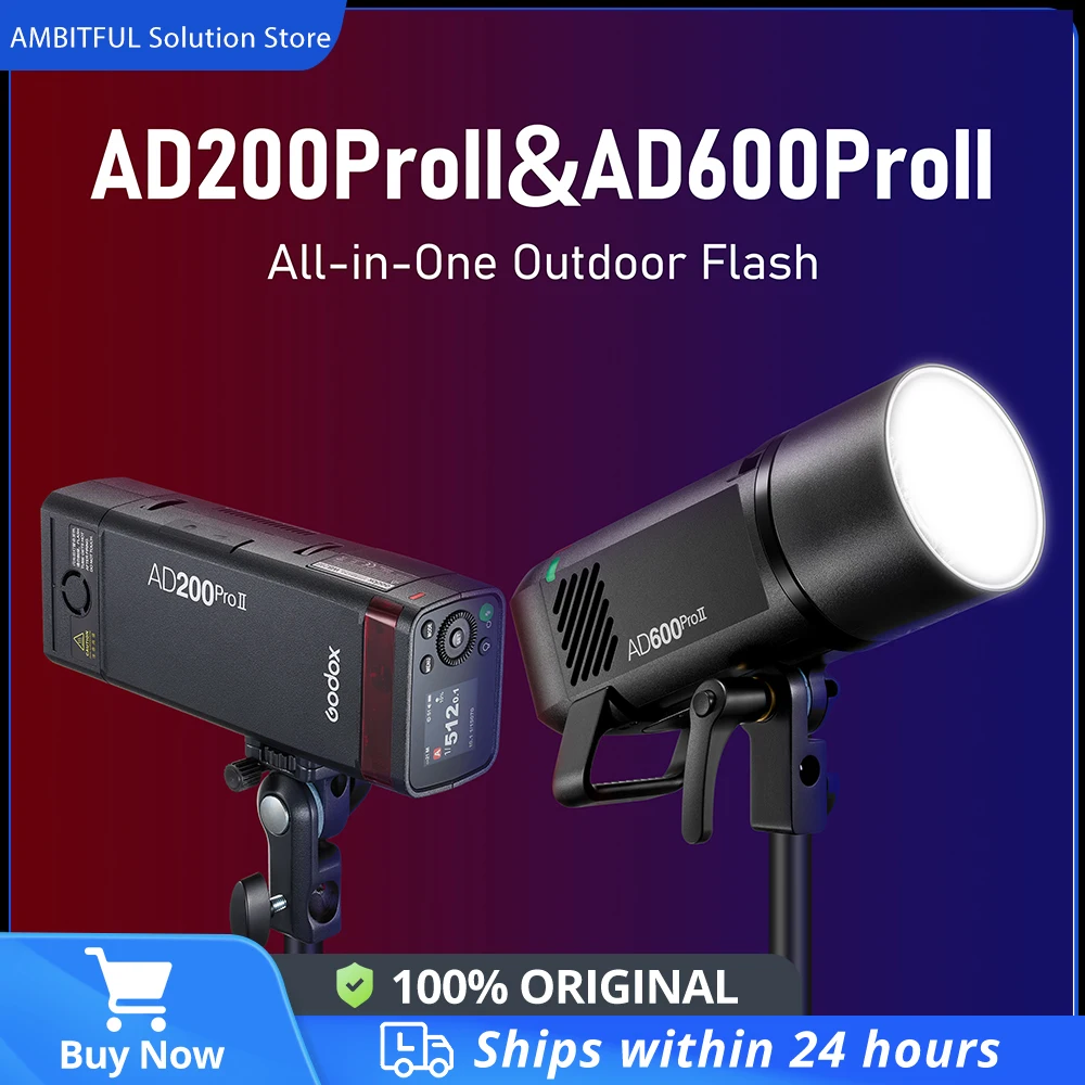 Godox AD200PRO II AD600PRO II All-in-One Outdoor Flash TTL Built-in Li-on Battery 2.4G Wireless X System Strobe Light For Camera