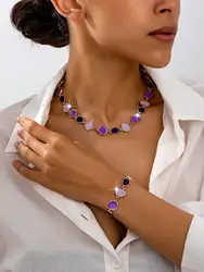 Elegant Women's Necklace and Bracelet Set - Trendy, Stylish, and Versatile (Light Yellow Gold Color)