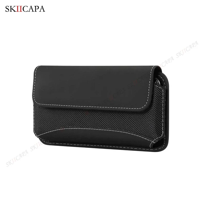 Oxford Cloth Phone Holster with Belt Clip and Leather Accents - Enhanced Waist Bag and Wallet Case