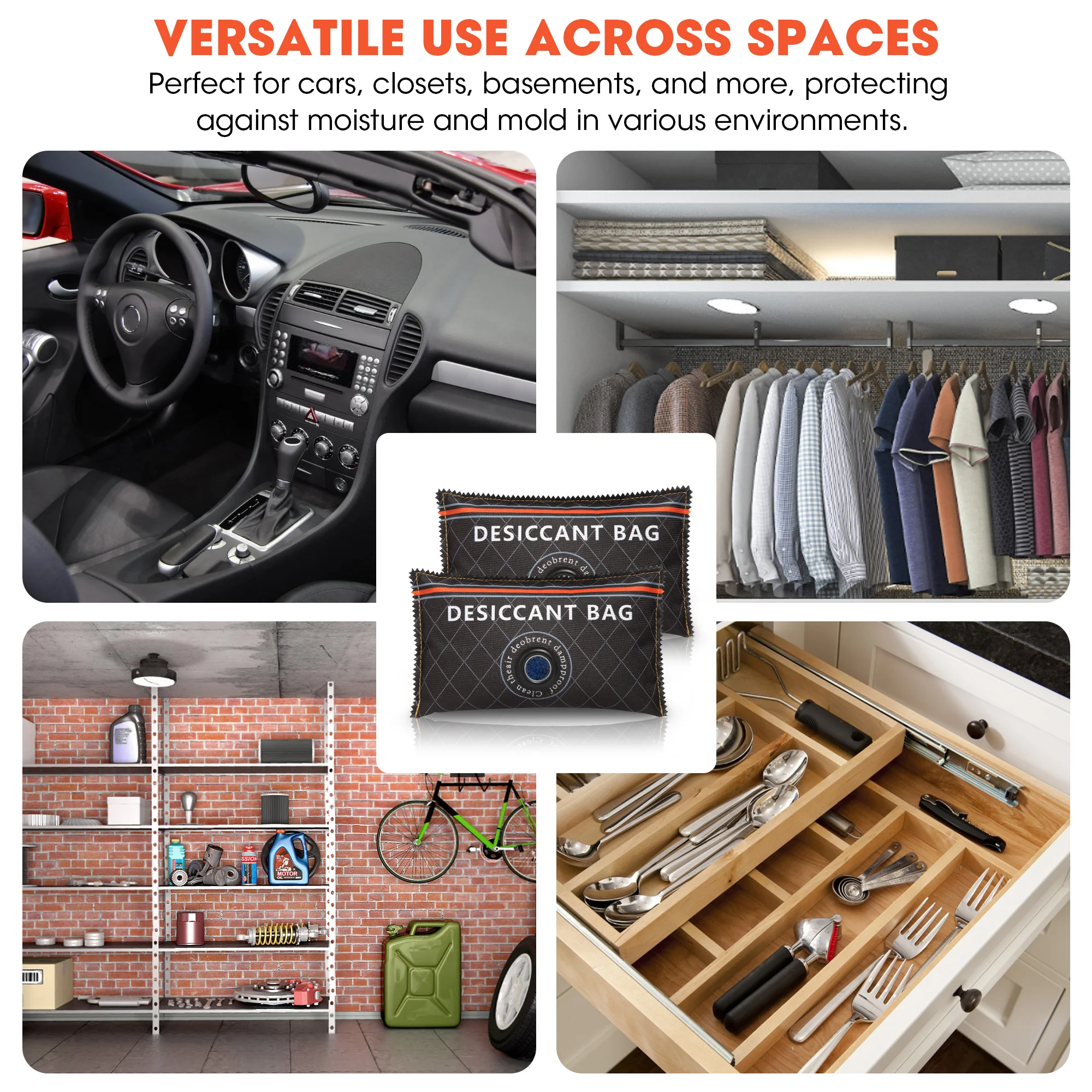 Car Dehumidifier Moisture Killer Bag Reusable Moisture Absorbing Multifunction Silica Gel/Mineral for Wardrobe Shoe Cabinet